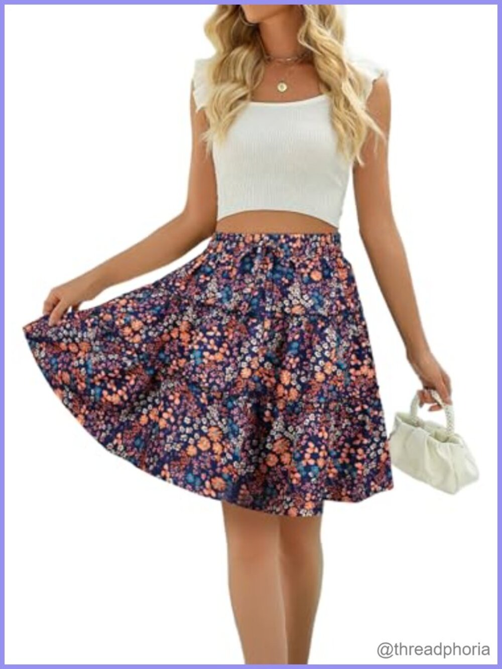 Women A-Line Mini Skirt Ruffle Tiered Vacation Skirt